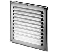 Lüftungsgitter Metall chrom 165 x 240 mm Edelstahl Optik Insektennetz Abluftgitter Zuluft Abluft Gitter Lüftung MTA 4N Lamellengitter Wetterschutzgitter