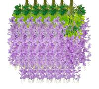 Luerbi Lot de 24 Fleurs de Glycine Artificielles Violet Clair à Suspendre, 1,15 m de Vignes de Fleurs Artificielles, Glycine Fausse, Guirlande de Vignes Artificielles à Suspendre pour Arrière-Plan