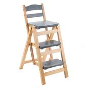 Luercher Tabouret de Bar Pliant rétro, Chaise escabeau | Échelle multifonctionnelle à 3 marches, tabouret en bois massif, hauteur de comptoir, tabouret haut