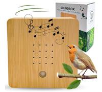 Lüttenburg Boîte à musique blanche avec façade en bois de bambou - Son clair - Détecteur de mouvement - Radio de salle de bain