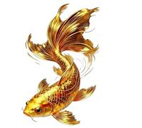 LUEVYM Composants Autocollant en Vinyle Imperméable À l'eau De Poisson Koi Doré, Autocollant Durable pour Voiture, Ordinateur Portable, Bouteille d'eau, Plus