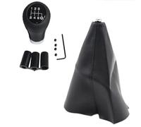 LUEVYM Pommeau De Levier De Vitesse De Voiture Universel 6 Vitesses Manette De Vitesse Manuelle Levier Bâton Rouge Noir Point Cuir PU Modification Automobile(Black)