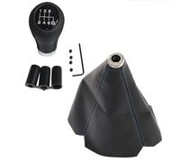 LUEVYM Pommeau De Levier De Vitesse De Voiture Universel 6 Vitesses Manette De Vitesse Manuelle Levier Bâton Rouge Noir Point Cuir PU Modification Automobile(Blue)