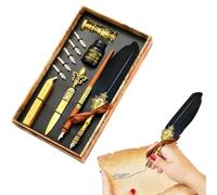 Lufaze Kit de stylo à plume | Kit de stylo de calligraphie vintage | Stylo de plongée, à cacheter | à cacheter | Outil d'enveloppe | Meilleur coffret cadeau pour écrire, dessiner