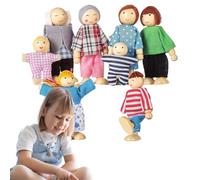 Lufaze Poupées en Bois - Maison de en Bois - 8 pièces - Figurines familiales en Bois pour Chambre de Tout-Petits, Jeu de rôle, école, Maison, Chambre d'enfant, Maternelle