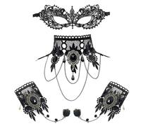 Lufdegim Lot de 3 masques en dentelle noire Accessoires de cou Accessoires de mascarade Mascarade Accessoires de fête Carnaval Halloween