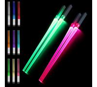 LUFEIS 2 Paires Light Up Baguettes, Lightsaber Baguette, Baguettes Lumineuses Sans BPA, Lightsaber Baguettes avec 9 Modes de Couleur, Réutilisables Illuminating Chopsticks pour Cuisine, Sushis Party