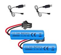 LUFEIS 2pcs 3.7V 800mah Batterie au Lithium, avec Chargeur USB SM-2P, pour Les Voitures Modèles, Pack de Batterie Haute Performance RC
