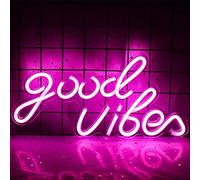 LUFEIS Good Vibes Panneau LED néon - Inscription mural personnalisée - Alimentation USB - Décoration 3D - Pour fête mural - Chambre à coucher, chambre, bar, mariage