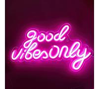 LUFEIS Neon Sign, Good Vibe Only, LED Néon Signe, Panneau Lumineux Néon, Led Neon Light, Neon Light Sign, LED Néon, pour Chambre Décoration Murale, Fête De Mariage, Chambre De Filles, Hôtel, Bar