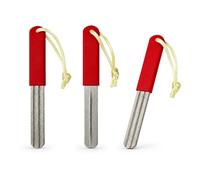LUFFLOK 3 Pièces Pierre à Aiguiser pour Hameçon, Aiguiseur D'Hameçons Double Face, Pierre à Rainurer, Adapté pour Hameçons de Pêche Outil en Plein Air et Affûteur de Fléchettes (Rouge)
