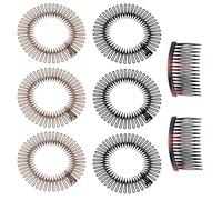 LUFFLOK 8 Pièces Serre Tete Peigne Peignes Extensibles, 2 Tailles Peignes Latéraux, Plastique Souple Peigne Circulaire, Peigne à Cheveux Extensible pour Femmes et Filles, Noir+Brun (8 Pièces)