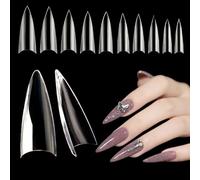 LUFFLOK Lot de 500 faux ongles naturels forme d'amande demi couverture gel acrylique souple pour techniciens d'ongles, débutants et salons de nail art