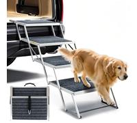 LUFFWELL Escalier pour chien pour voiture, escalier extra large pour chiens de grande taille, marches pliables en aluminium pour voitures et SUV, lits hauts, camions, supporte jusqu'à 90,7 kg (extra