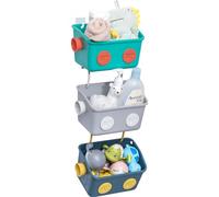 LUFOFOX Panier de douche suspendu en plastique avec crochets pour shampooing, 3 couches colorées, robot modélisation murale, organisateur de jouets de bain pour enfants