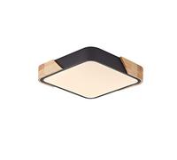 LuFun Plafonnier LED Carré Noir Bois 24W 3000K, 30 × 30 cm