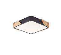 LuFun Plafonnier LED Carré Noir et Bois 24W 4000K, 30 x 30 cm