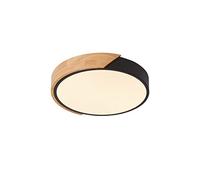 LuFun Plafonnier LED Noir Bois 24W 3000K, Luminaire Rond Ø30 cm