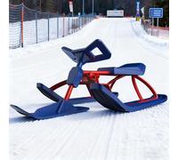 Luge à neige pour enfants - Luge de course à neige améliorée, capacité de 99,8 kg, planche coulissante de ski avec volant pour sports d'hiver de plein air