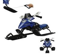 Luge de direction avec 2 freins à pied, avec corde de traction automatique, volant et amortisseur pour enfants et adultes, charge maximale : 80 kg, bleu