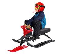 Luge de direction avec 2 freins à pied, luge avec volant pour enfants à partir de 7 ans et adultes, charge max. 100 kg, 114 x 50 x 38 cm (noir + rouge)