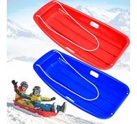 Luge de Plastique avec 2 Lignes de Luge, 89 cm Bob Luge pour Faire de la Luge avec poignées pour Unisexe Enfants Adultes Sports d'hiver