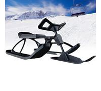 Luge de ski avec volant et double frein pour sports d'hiver, design robuste, convient pour adultes et enfants, capacité de charge de 99,8 kg