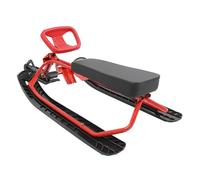 Luge de ski avec volant - Luge d'hiver universelle pour adultes, adolescents et enfants - Type de snowboard - Charge maximale : 100 kg - Pour la conduite sur les descentes de ski - Rouge/noir