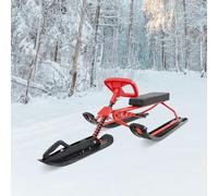 Luge de ski pour enfants, adolescents et adultes - Luge d'hiver avec volant - Pour les descentes de ski, les amis d'hiver et les aventures en plein air - 50 x 120 x 38 cm - Rouge et noir
