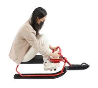 Luge de ski pour enfants avec volant et frein, 50 × 120 × 38 cm, 100 kg, rouge + noir, siège en polyuréthane, luge d'hiver avec ressort et corde de traction, pour enfants, adolescents et adultes à