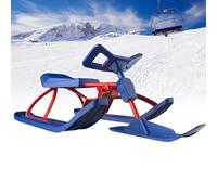 Luge de ski pour sports d'hiver, course de neige robuste avec volant et double frein, capacité de charge de 99,8 kg, pour adultes et enfants