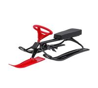 Luge directionnelle pour enfants et adultes avec volant, freins à pied, siège rembourré, cadre en métal, jusqu'à 100 kg, rouge