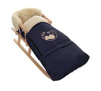 Luge en bois de hêtre pour enfant avec dossier et corde de traction + chancelière d'hiver Bleu