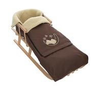 Luge en bois de hêtre pour enfant avec dossier et corde de traction + chancelière d'hiver Marron