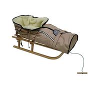 Luge en Bois pour Enfants avec Dossier - Luge Davoser en Bois avec Ceinture de sécurité, Dossier et chancelière d'hive (Naturel/Beige)