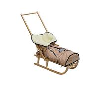 Luge en Bois pour Enfants avec Dossier - Luge Davoser en Bois avec Ceinture de sécurité, Dossier et chancelière d'hive (Naturel/Gris) (Naturel/Beige)