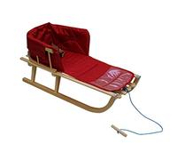 Luge en Bois pour Enfants avec Dossier - Luge Davoser en Bois avec Ceinture de sécurité, Dossier et chancelière d'hive (Naturel/Bleu) (Naturel/Rouge)