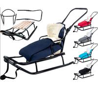Luge GagaDumi Oslo en métal avec dossier avec ceintures de sécurité Arceau de poussée et chancelière Luge idéale pour enfants et adultes