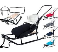 Luge GagaDumi Oslo en métal avec Dossier avec Ceintures de sécurité, Barre de poussée et chancelière, Luge pour bébé, idéale pour Les Enfants et Les Adultes, Charge jusqu'à