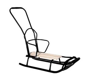 Luge GagaDumi Oslo en métal avec Dossier avec Ceintures de sécurité, Barre de poussée et chancelière, Luge pour bébé, idéale pour Les Enfants et Les Adultes, Charge jusqu'à