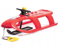 Luge pour enfants Luge en plastique Patins métalliques Klaxon dans le volant ; rouge