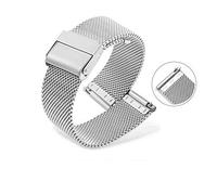 LUGEMA 18mm 19mm 20mm 21mm 22mm 23mm 24mm Nouveau Bracelet de montre en métal inoxydable milanais noir Bracelet de montre avec goupille à dégagement rapide(Silver,23mm)
