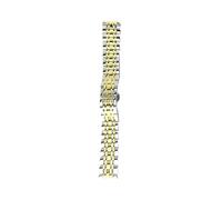 LUGEMA Bracelet De Montre en Acier Inoxydable Massif 12 14 15 16 17 18 19 20 21 22 23 24 Mm Bracelet De Montre De Remplacement Bracelet De Montre en Métal avec Broches(Silver Gold_15mm)