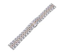 LUGEMA Bracelet De Montre En Acier Inoxydable Massif 316L Avec Fermoir Papillon, Disponible Largeurs 12 Mm À 24 Accessoires Inclus(Rose Gold Silver,21mm)