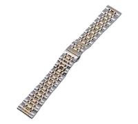 LUGEMA Bracelet de montre en acier inoxydable massif à sept billes, tailles 10 24 mm - Accessoires Bracelets(Silver Rose Gold,18mm)