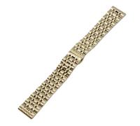 LUGEMA Bracelet de montre en acier inoxydable massif à sept billes, tailles 10 24 mm - Accessoires Bracelets(Gold,24mm)