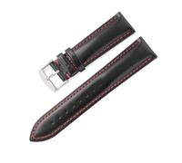 LUGEMA Bracelet De Montre En Cuir À Dégagement Rapide 18 Mm, 19 Mm, 20 Mm, 21 Mm, 22 Mm(Black red line,20mm)
