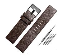 LUGEMA Bracelet De Montre En Cuir De Vachette Compatible Avec Diesel DZ7256 DZ4344 DZ1657 DZ12 Bracelet De Montre Grain Litchi 22 24 26 27 28 30 32 34 Mm(Brown Black buckle,27mm)