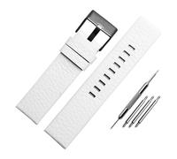 LUGEMA Bracelet De Montre En Cuir De Vachette Compatible Avec Diesel DZ7256 DZ4344 DZ1657 DZ12 Bracelet De Montre Grain Litchi 22 24 26 27 28 30 32 34 Mm(White Black buckle,26mm)