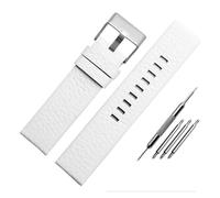 LUGEMA Bracelet De Montre En Cuir De Vachette Compatible Avec Diesel DZ7256 DZ4344 DZ1657 DZ12 Bracelet De Montre Grain Litchi 22 24 26 27 28 30 32 34 Mm(White silver buckle,22mm)